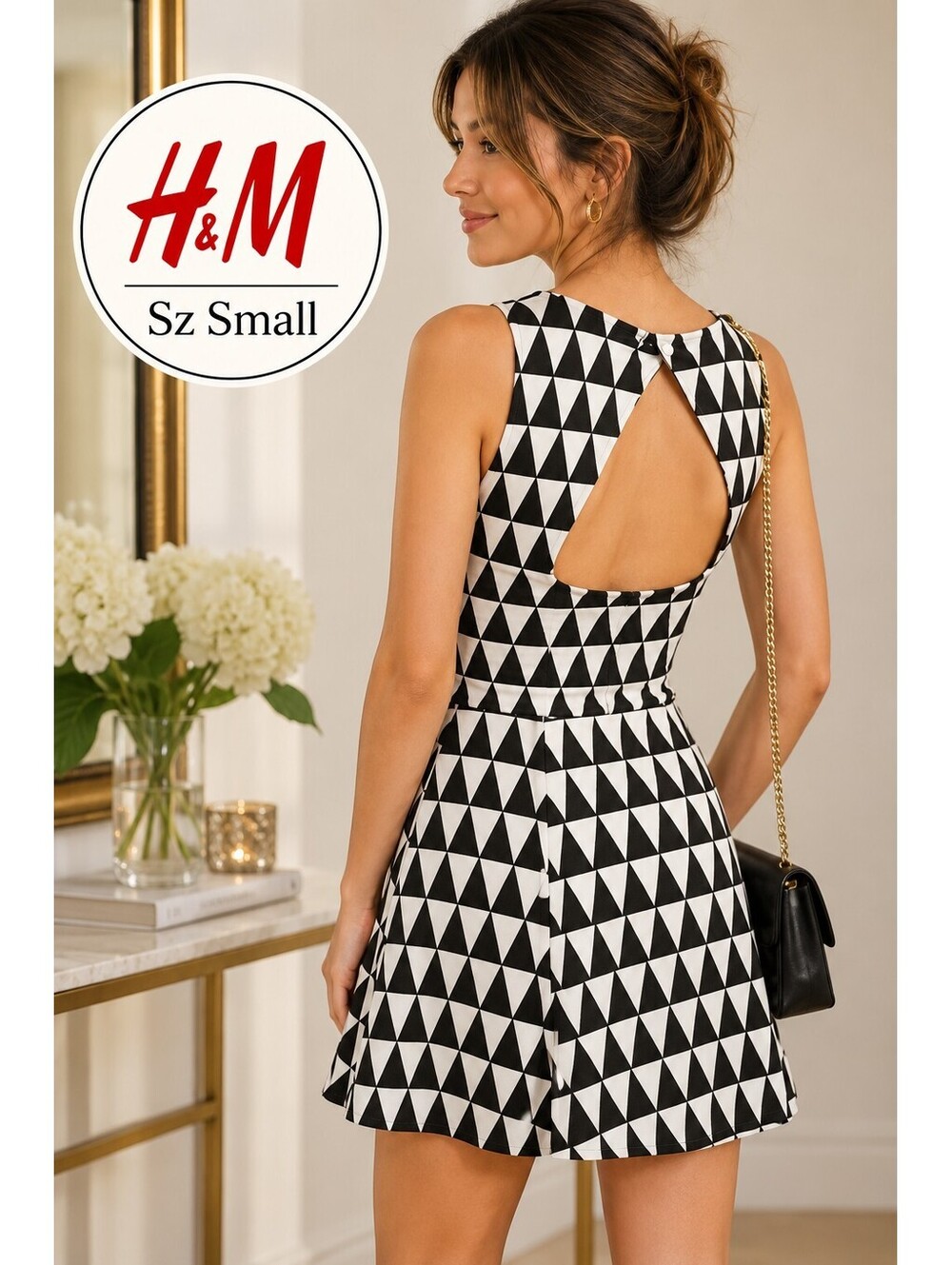 New Without Tags | H&M | Sz S | Black White Print Dress